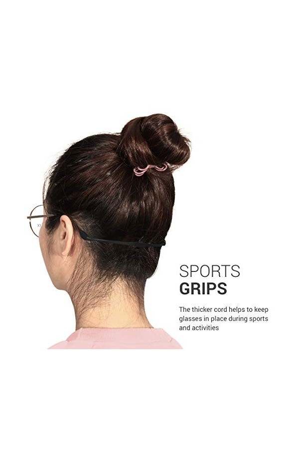 kwmobile Sangle de lunettes - Lot de 2x sangle pour lunettes en silicone antidérapant - Cordon lunettes anti-glisse 21 cm - n