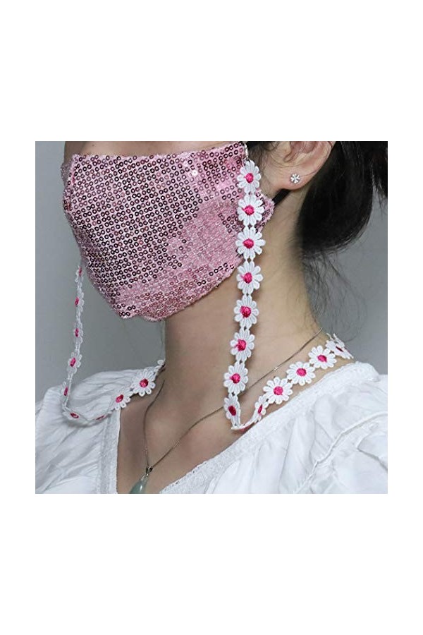 TseenYi Tour de cou multifonctionnel pour masque de visage avec petite marguerite - Collier détachable - Chaîne pour lunettes