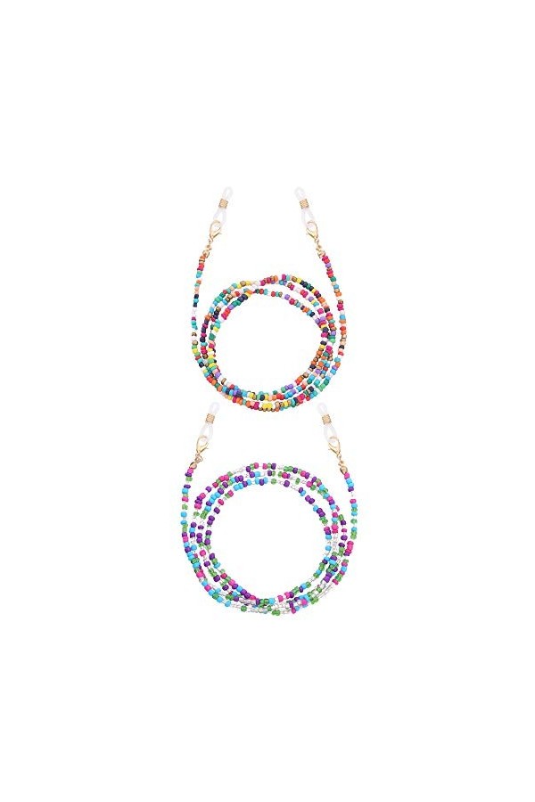 Nifocc Lot de 2 chaînes de lunettes de soleil avec perles - Antidérapantes - Multifonctions - Pour lunettes de soleil - Lunet