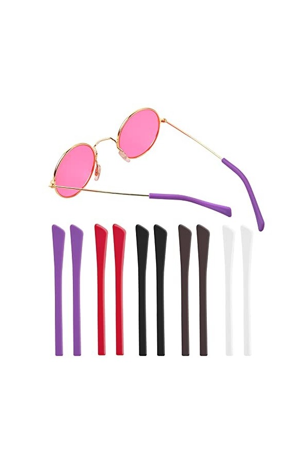 Jinliali 5 Paires Lunettes Embouts Extrémités Antidérapants, Dembouts de Lunettes en Silicone Noir et Blanc, Confortable Sou