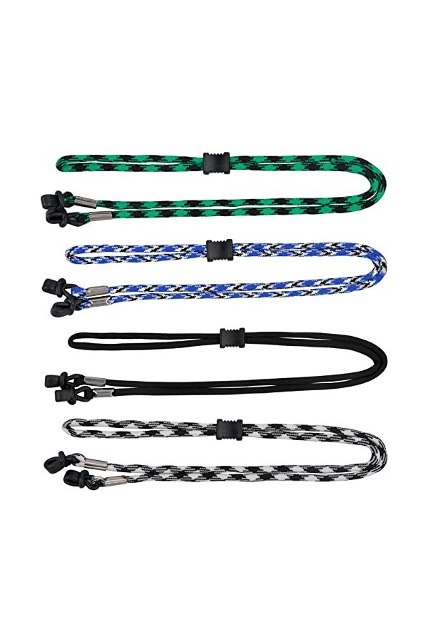 hongmo Ensemble de 4 Cordons Ajustables pour Lunettes, Cordons Sportifs pour Lunettes, Chaînes pour Lunettes de Soleil pour D