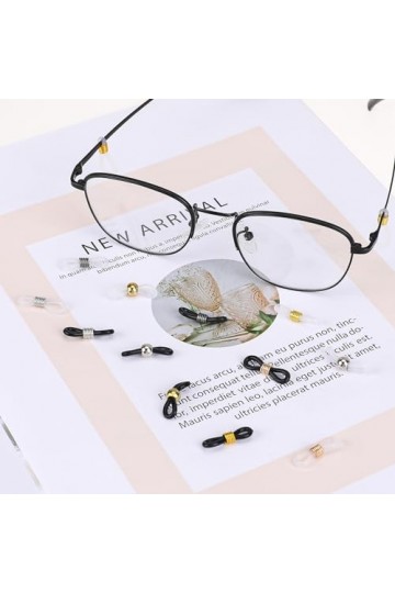 Lot de 120 connecteurs de chaîne de lunettes, 12 styles, extrémités réglables en caoutchouc à ressort pour chaînes de lunette