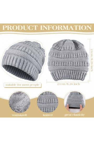 Sintege 3 Pcs Bonnets Souples Tricotés Chapeau dhiver Épais et Chaud Bonnet Torsadé Doux Doublé de Polaire, 3 Couleurs