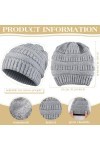 Sintege 3 Pcs Bonnets Souples Tricotés Chapeau dhiver Épais et Chaud Bonnet Torsadé Doux Doublé de Polaire, 3 Couleurs