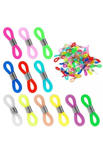 Lot de 100 extrémités de chaîne de lunettes - En silicone - Réglable - Flexible - En caoutchouc - Support de connexion antidé