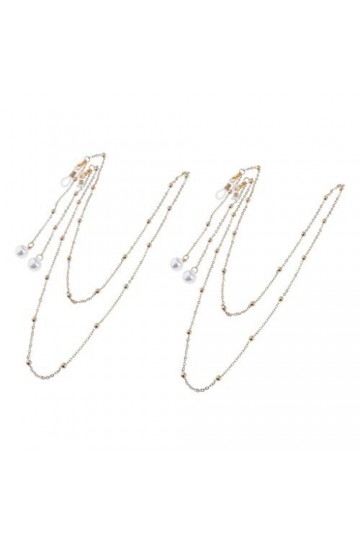 perfk Sangle de Retenue de Lunettes En Perles de Métal - Lot de 2 - Collier de Perles de Support de Lunettes de Soleil élégan