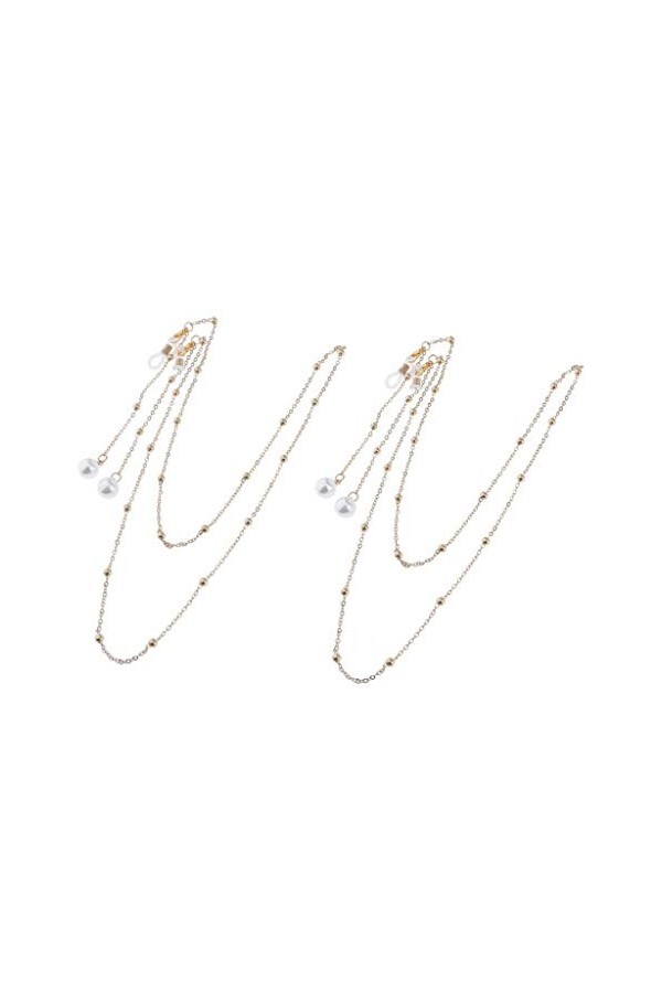perfk Sangle de Retenue de Lunettes En Perles de Métal - Lot de 2 - Collier de Perles de Support de Lunettes de Soleil élégan