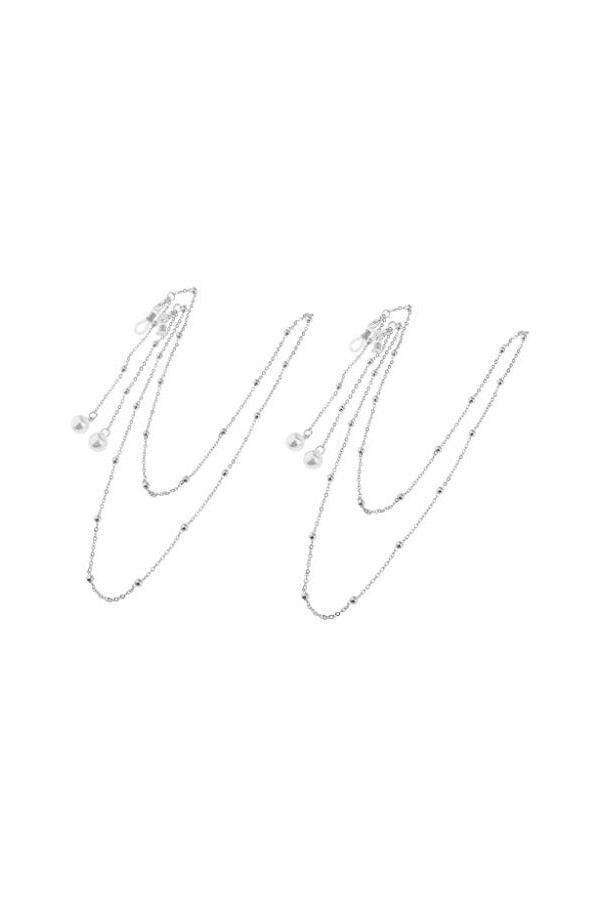 perfk Sangle de Retenue de Lunettes En Perles de Métal - Lot de 2 - Collier de Perles de Support de Lunettes de Soleil élégan