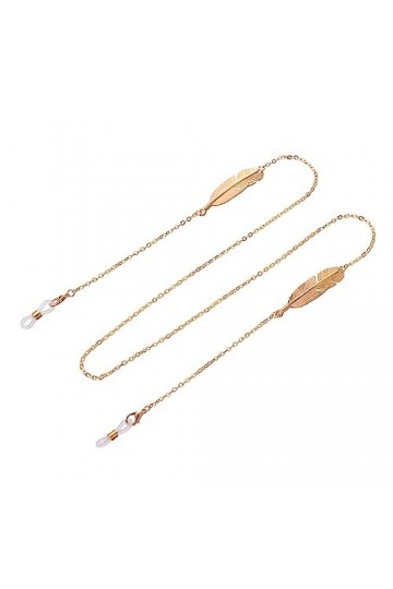 SOONHUA Chaîne de lunettes pour homme et femme, sangle de fixation de lunettes de soleil en alliage, plumes, porte-lunettes d