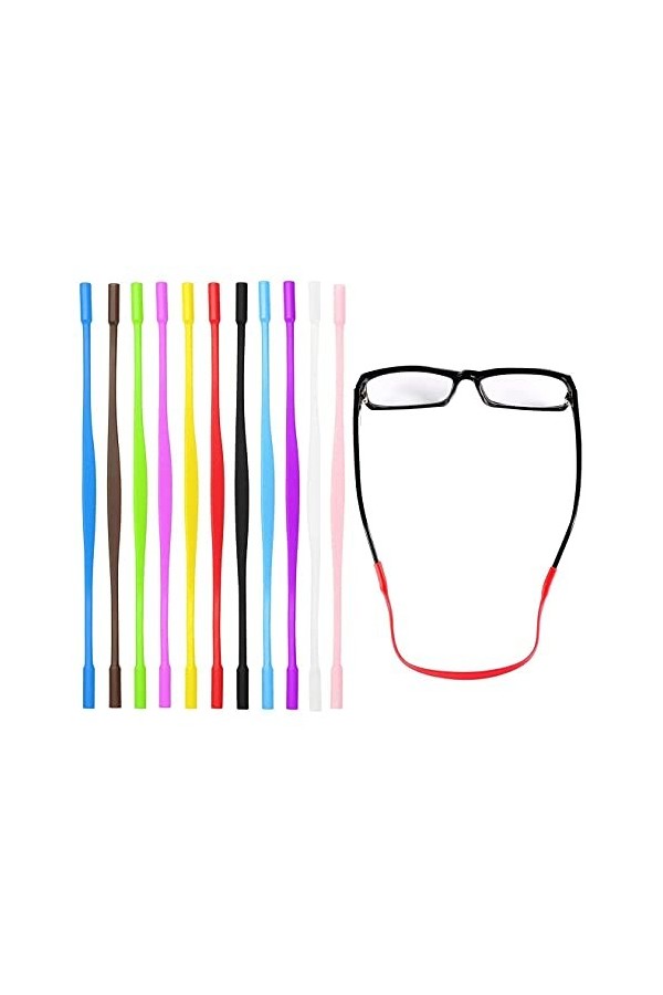 BOBOZHONG Sangle de Lunettes, 10 pièces Sangle de Lunettes en Silicone Retenue de Lunettes Sports Lunettes élastiques antidér