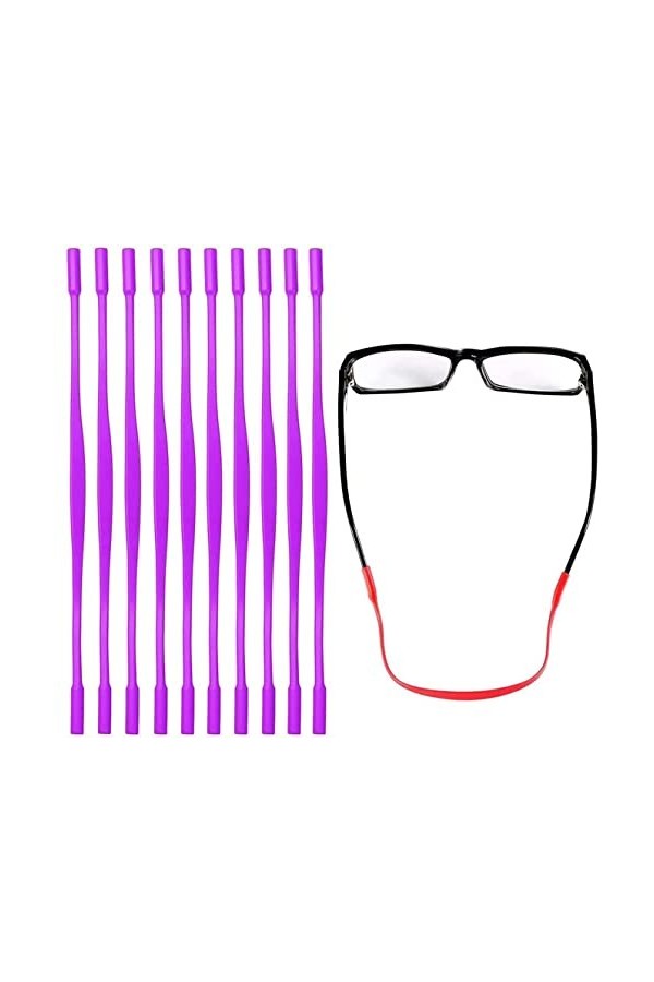 BOBOZHONG Sangle de Lunettes, 10 pièces Sangle de Lunettes en Silicone Retenue de Lunettes Sports Lunettes élastiques antidér