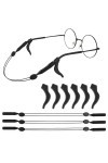 Amabro Lot de 3 sangles de lunettes réglables, 6 paires de crochets pour lunettes de soleil, sangles de lunettes de sport, un
