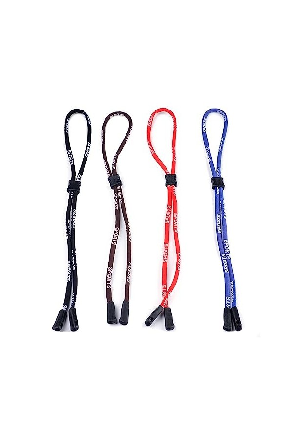 Ousyaah 4pcs Sangles de Lunettes for Lunettes de Sport, Réglable Antidérapant Chaînes de Lunettes, Lunettes de Soleil Sangle,
