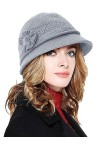 Joligiao Casquette Femme Hiver Béret Bonnet Chaud Chapeau Doublure en Polaire Bonnet à Visière Élégant Français Tricoté Bonne