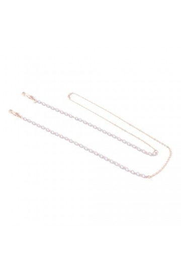 Femmes Perles Fine Grain Collier Lunettes Simple Anti-Perte Anti-Perte Collier De Perles Collier QRd669, Blanc., taille uniqu