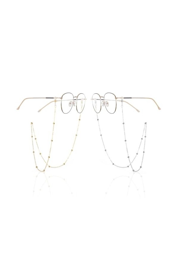 SIOPPKIK Chaîne de lunettes 2PCS pour femmes chaîne de lunettes de soleil en zircone transparente/porte-lunettes/cordon de co