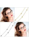 SIOPPKIK Chaîne de lunettes 2PCS pour femmes chaîne de lunettes de soleil en zircone transparente/porte-lunettes/cordon de co