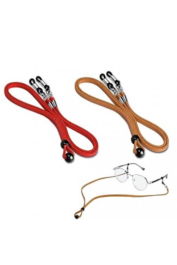 PLABBDPL Cordon Lunettes Corde à Lunettes, 2Pcs Réglable Universel Attaches Lunettes Sangles PU Lunettes Chaîne Ficelle Titul