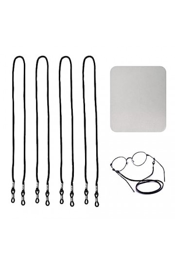 Cordon Lunettes,Sangle Lunette,4 Pcs Lunettes Chaîne Lanière,Laniere Lunette,Sangle Lunettes,Lunettes Sangle,Nylon Noir Chaîn