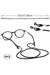Cordon Lunettes,Sangle Lunette,4 Pcs Lunettes Chaîne Lanière,Laniere Lunette,Sangle Lunettes,Lunettes Sangle,Nylon Noir Chaîn