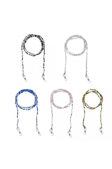 Wisebom 5 Pièces Chaînes de Lunettes, Lunettes Chaîne de Lunettes Elégant Porte-Lunettes Perles Porte-Bracelet de Lunettes An