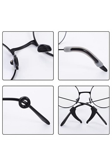 24 Paires Silicone Antidérapant pour Lunettes, Coussinet de Nez Porte-Lunettes Rond en Silicone Branche Lunette Crochet dore