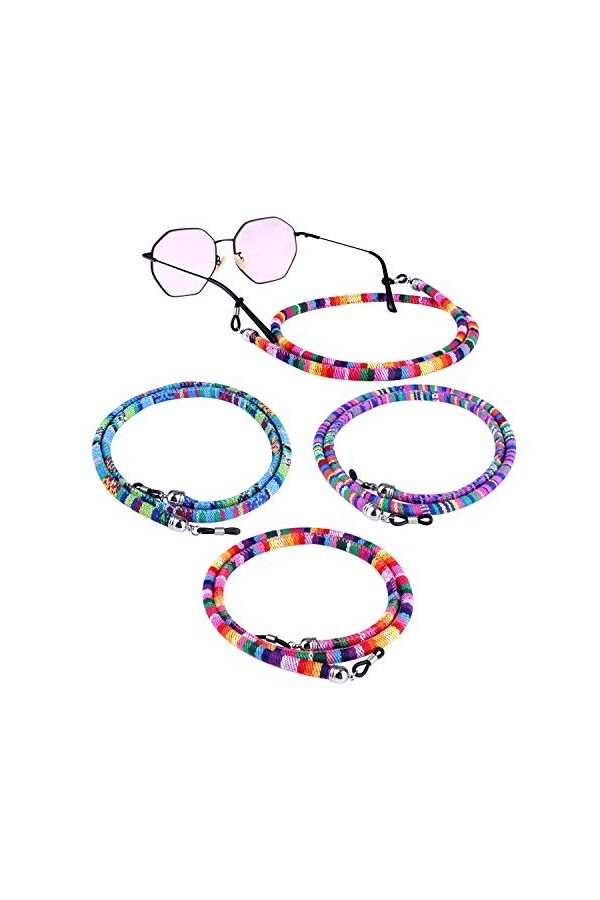 3 Pièces Cordon Lunettes, Chaîne Lunettes Porte Sangle en Coton Grossier Cordon de Soleil, Sangle Corde Retenue à Lunettes de