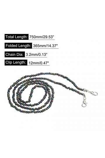 sourcing map Lunettes Chaîne, 29" Lunettes Soleil Perlées Sangle Support Autour Cou Lunettes Retenue Chaîne Chapeau Sangle Co