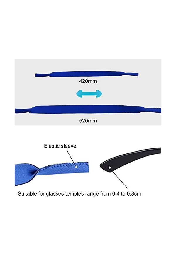 Sangle de lunettes for Lunettes de Sport, Paquet de 4 paires de cordons élastiques, cordons élastiques, sangles de lunettes a