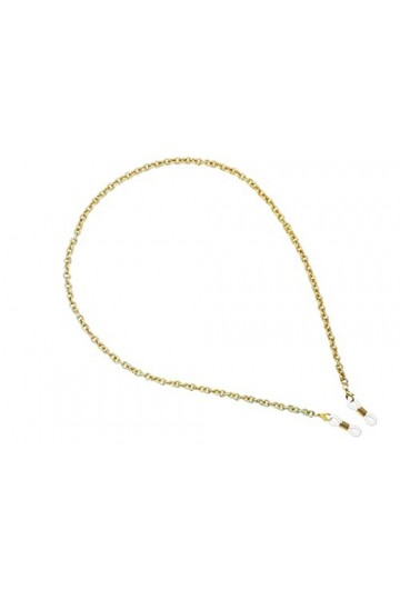 Chaîne à lunettes en métal avec fermoir mousqueton en silicone remplaçable + anneaux de rechange, 1 grosse maille dorée, tail