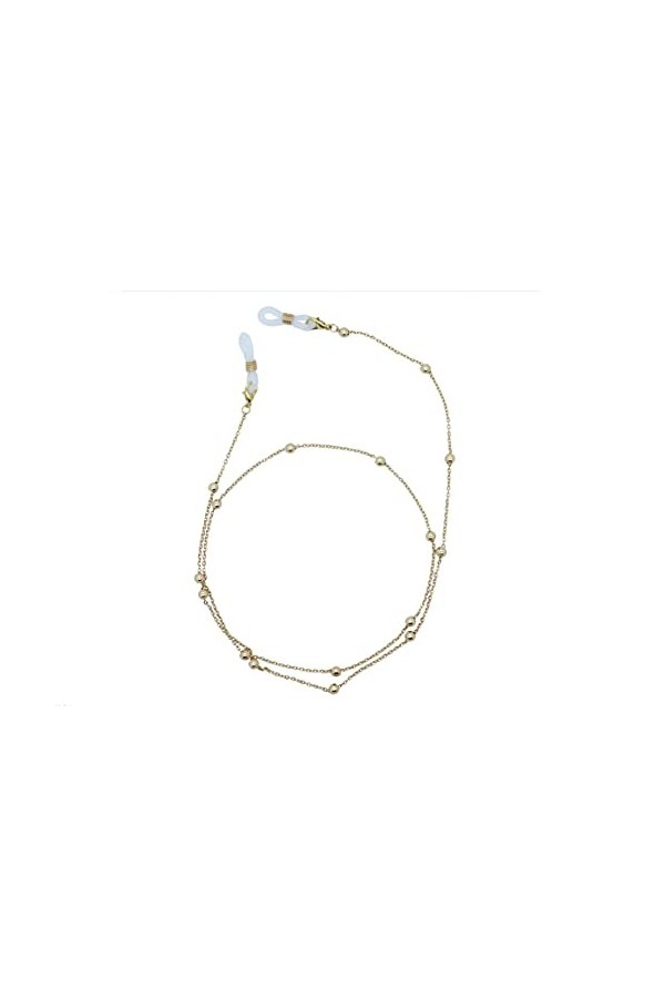 Chaîne à lunettes en métal avec fermoir mousqueton en silicone remplaçable + anneaux de rechange, 1 grosse maille dorée, tail