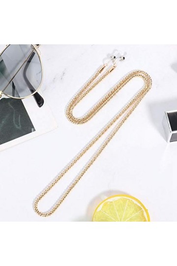 AMONIDA Chaîne de Lunettes, Chaînes Antidérapantes pour Lunettes Dorées de 72 Cm, Sangle de Lunettes en Alliage Tendance à Mo