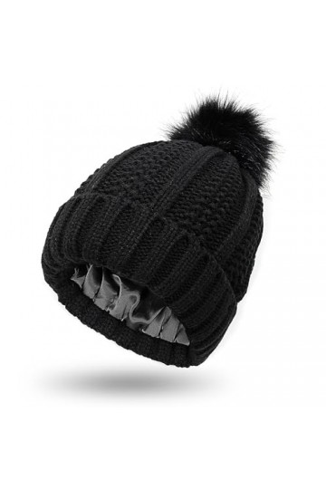 YAMEIZE Soft Casquettes Tricot - Femmes Hommes Chaud Coton Slouchy Bonnet Beanie Doublure en Soie Vintage Bonnet Hiver Filles