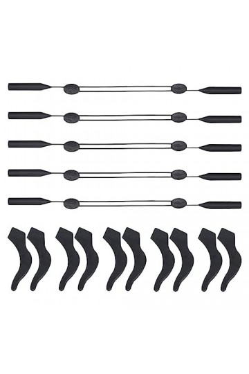 WANAONE Lot de 5 sangles de lunettes en silicone avec 5 paires de crochets doreille, pratiques et réglables, sans queue, ant
