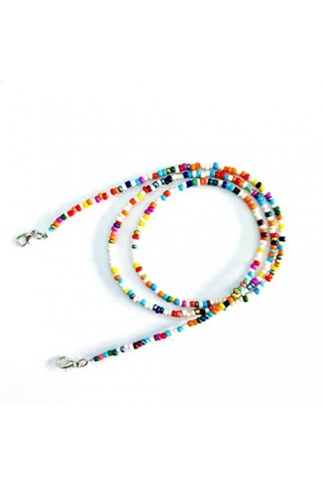 Duories Lot de 2 colliers de lunettes de soleil pour femme - Anti-perte - Perles de riz en verre - Pour masque