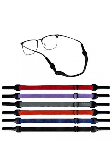 6PCS Cordon Lunettes Reglable, Elastique Lunette Sport, Cordons Lunettes de Soleil Femme et Homme, Sangles de Lunettes Antidé