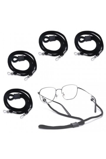 CUHZA Cordon Lunettes Corde à Lunettes, 4Pcs Réglable Universel Attaches Lunettes Sangles PU Lunettes Chaîne Ficelle Titulair