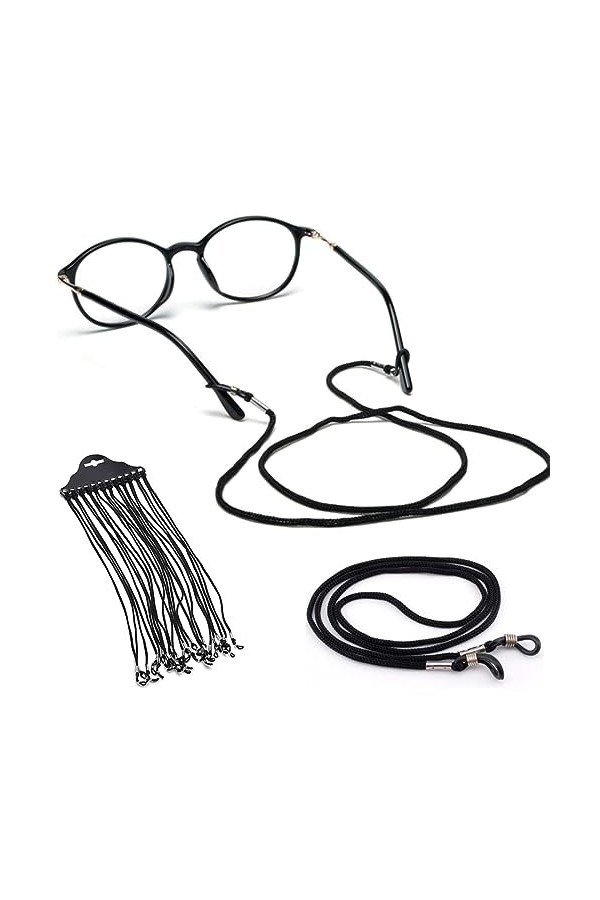 WKRTDY Lot de 12 cordons pour lunettes ajustables en PU, universels et élégants - pour hommes et femmes, parfaits pour le spo