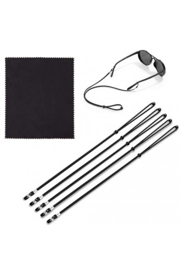 INGJIA 4 Pièces Cordon Lunettes, Nylon Noir Chaînes à Lunettes, Lunettes Chaîne Lanière, Sangle de Lunettes Réglable Chaîne d