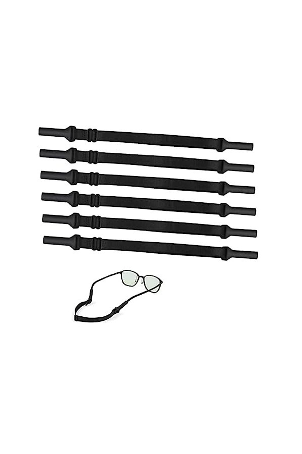Lot de 6 cordons de lunettes réglables - Avec bonne absorption de la transpiration - Antidérapants - Pour homme et femme, Noi