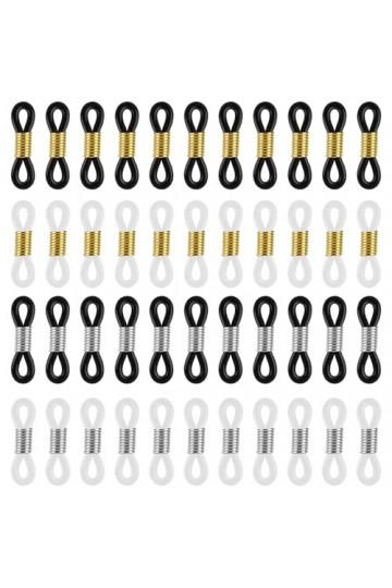 Sliverdew Lot de 100 embouts de chaîne Eyeglass - 4 couleurs réglables - En caoutchouc - Pour chaîne de lunettes - Pour bijou