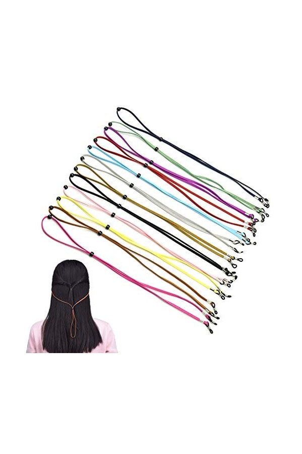 COMVIP Cordon à Lunettes Sport pour Enfant Adulte Réglable Antidérapant 5Pcs Aléatoire