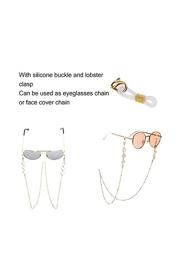 Cordon à lunettes, chaîne de lunettes Cordon à lunettes avec boucle en silicone et carabine pour les sorties scolaires, loisi