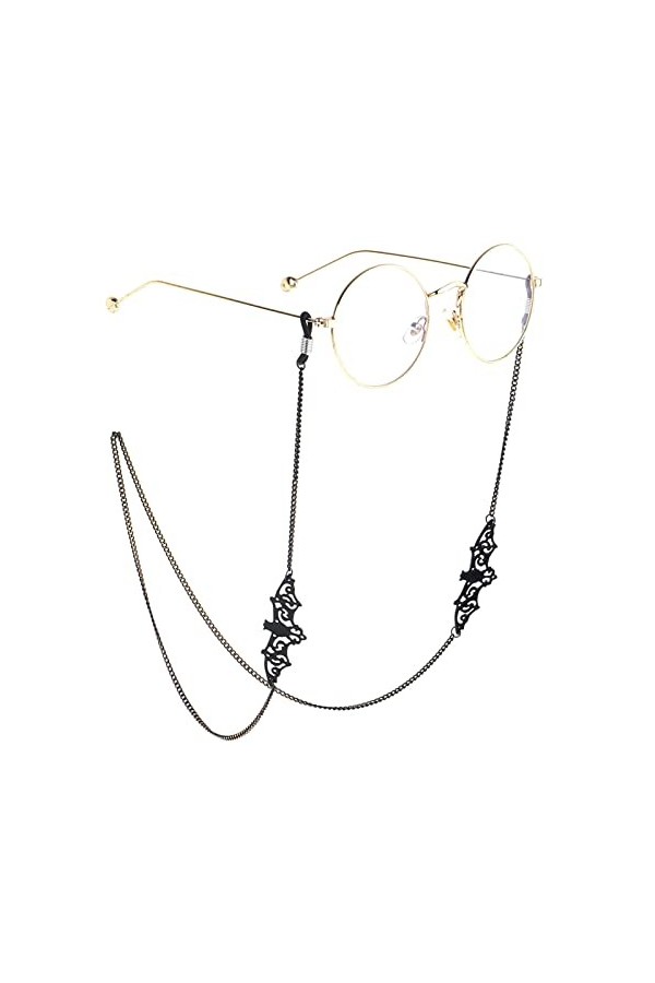 Yinuoday Chaîne de lunettes en forme de chauve-souris en métal - Noir, Noir , M