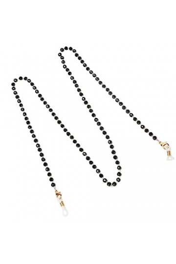 Eulbevoli Chaîne de Lunettes, chaîne de Lunettes Noire Anti-Perte Non Toxique Anti-Allergique pour Lunettes de Soleil