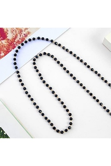 Eulbevoli Chaîne de Lunettes, chaîne de Lunettes Noire Anti-Perte Non Toxique Anti-Allergique pour Lunettes de Soleil