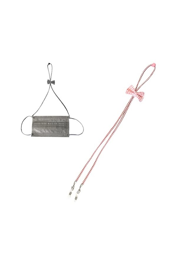 Chaînes à lunettes à carreaux avec nœud - Sangles réglables pour lunettes de soleil mignonnes - Tendances, bleu, taille uniqu