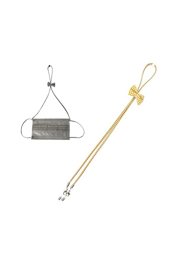 Chaînes à lunettes à carreaux avec nœud - Sangles réglables pour lunettes de soleil mignonnes - Tendances, bleu, taille uniqu