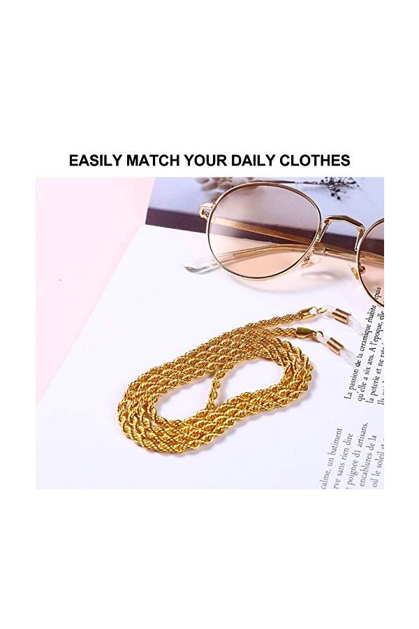 Eosnow Chaîne de Lunettes, Porte-Lunettes à la Mode et à Motif doré Brillant pour Bureau à Usage Domestique