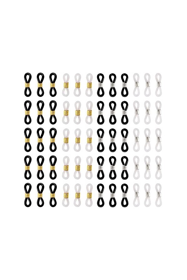 Lot de 100 extrémités de chaîne de lunettes, support de chaîne de lunettes en silicone, connecteur réglable en caoutchouc fle